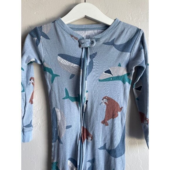 Carter's Just One You 4T Shark Walrus Whale Sleeper Zip Up Footed Pajama Blue - Picture 4 of 7